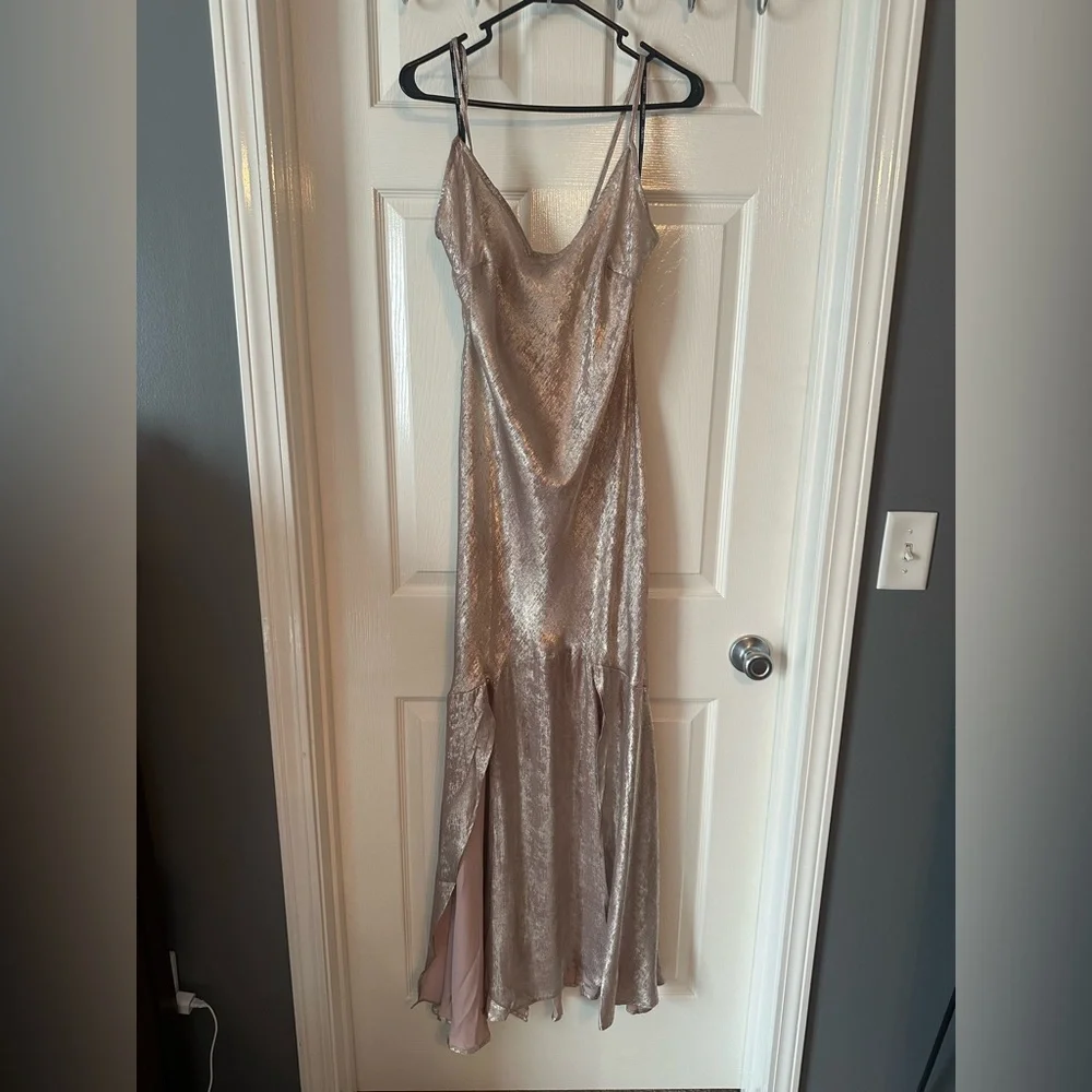 Double Split Hem Cowl Neck Maxi Slip Dress - Picture 3 of 5